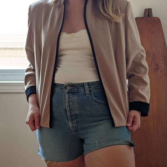 Beige and black bomber blazer - Picture 1 of 1